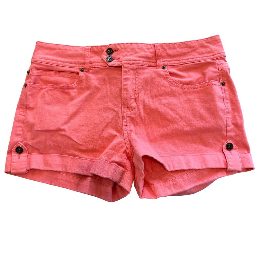 Life In Progress Coral Pink Cuffed Denim Shorts Size 30